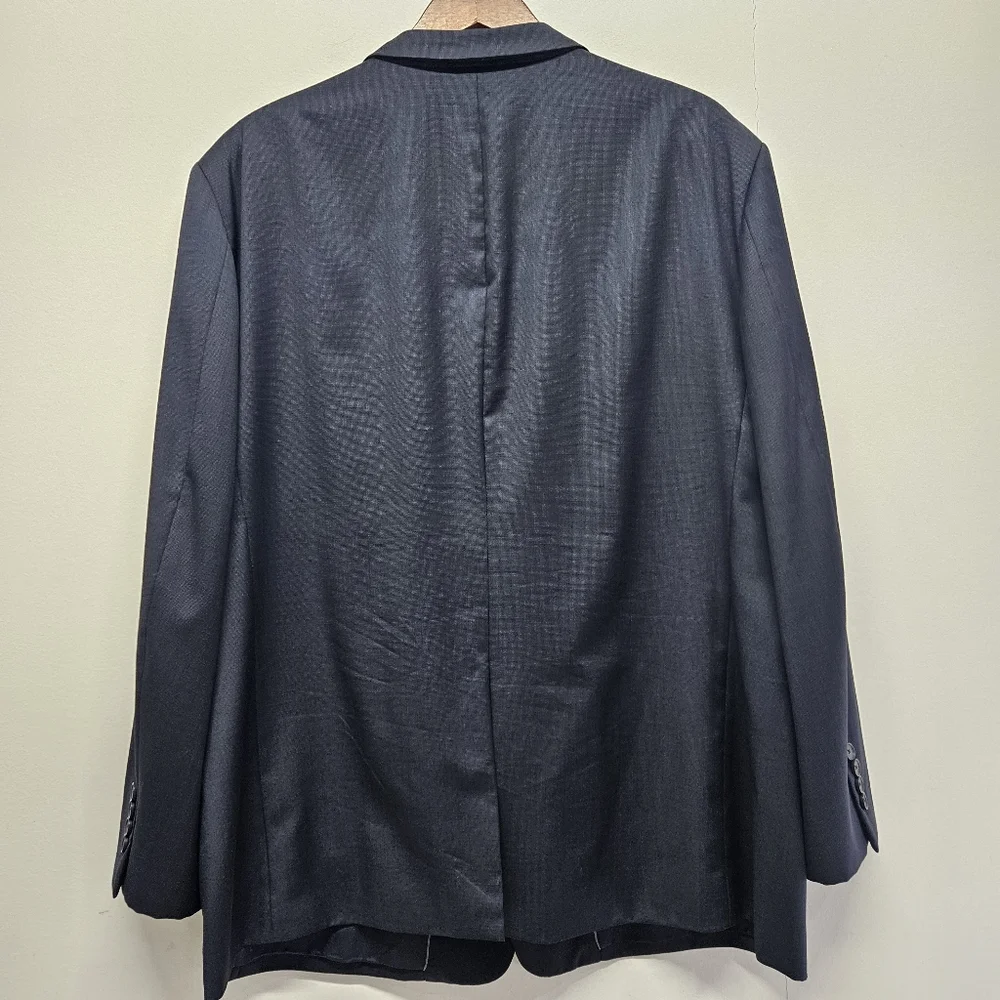 John W. Nordstrom Wool Blazer Mens Woven Two Front Buttons 48R Navy Herringbone